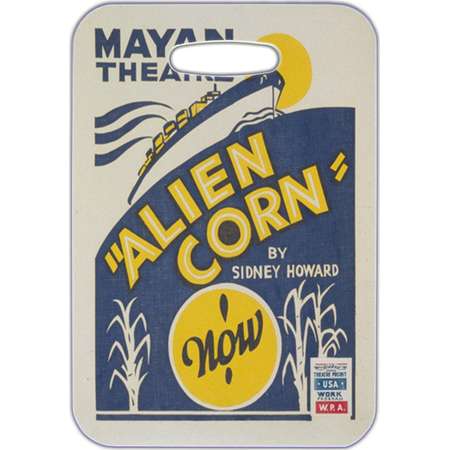 Luggage Tag, Bag Finder, Backpack ID, Identification, School, Sports, Diaper Bag Tag, Mayan Theatre Alien Corn WPA Poster Design thumb