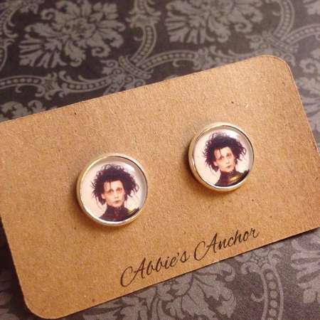 Edward Scissorhands Stud Earrings, Halloween Jewelry, Costume, Gothic, Goth, Gift thumb