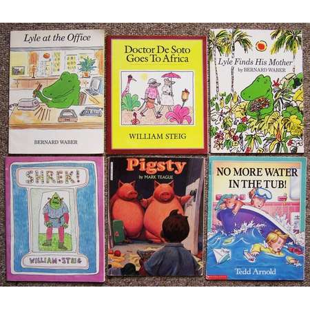1990s Childrens Book Lot - Collection of 20 Teacher, Kid Books - Noisy Book, Tidy Titch, Minerva Louise, Shrek, Pigsty, Lyle at the Office thumb