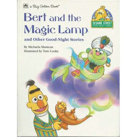 Vintage Sesame Street Good-Night Stories Harcover Book - BERT and the MAGIC LAMP and other Good Night Stores - 1989 - A Big Golden Book thumb