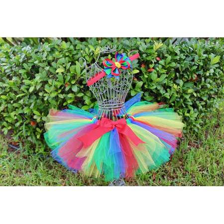 Little Girl's Red Yellow Blue and Green Fluffy Sewn Tutu Skirt, Elmo Sesame Street - Lego - Birthday Party - Dress Up - Halloween Costume thumb