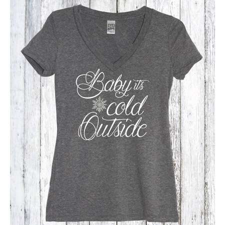 Baby Its Cold Outside V Neck, Snowflake, Christmas, Snow, Winter, Christmas, Comfortable, Hot Coco, Christmas Carols, Holiday, Mistletoe thumb