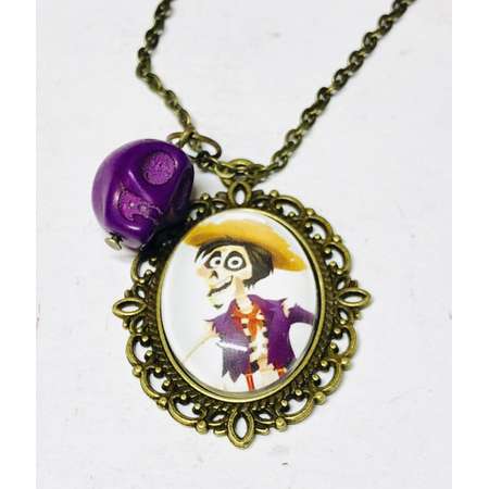 Hector Small Oval Cameo Brooch Keychain or Necklace. Disney Pixar Coco Storybook Jewelry thumb