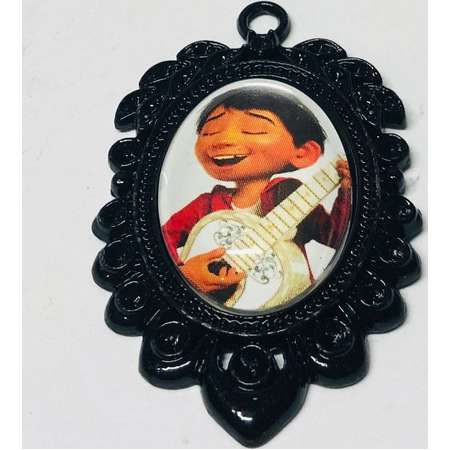 Miguel Small Oval Cameo Brooch Keychain or Necklace. Disney Pixar Coco Storybook Jewelry thumb