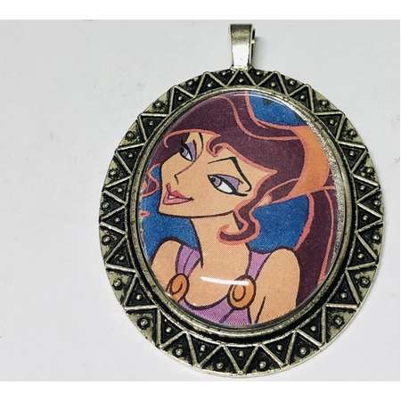 Hercules Megara Meg Large Cameo Necklace Brooch or Ornament. Repurposed Disney Storybook Illustation thumb