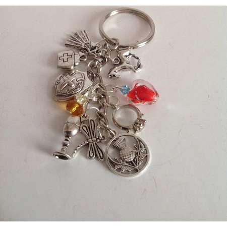 Scottish themed key Chain/bag charm, Bag charm inspired by Highlander, Outlander, Historical Romance Bagcharm thumb