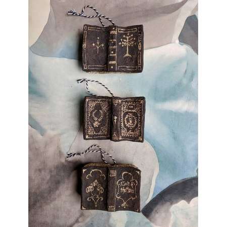 Choice of 1 Antiqued Open Book Ornament Outlander Inspired Christmas Ornament Figurine Antiquarian Tome Spellbook Grimoire Collectible thumb