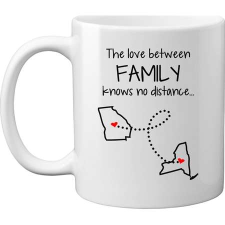 Long Distance Mug for Family, Uncle Aunt Grandma Grandpa Gift State to State - 11 oz State Coffee Cup - Moving Away Gift - Christmas thumb