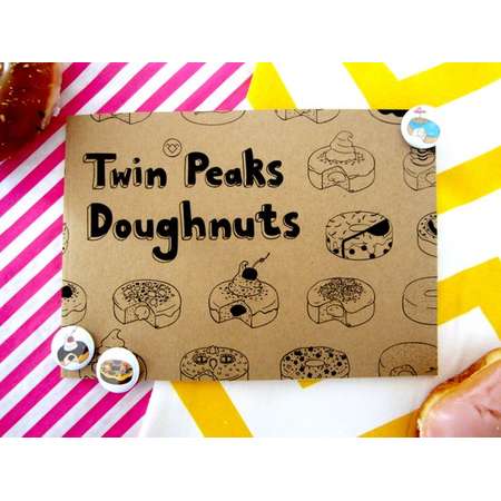 Twin Peaks Doughnuts Book - A5 - Brochure - Free Badge - Baking - Geeky - Donuts - Dale Cooper - Laura Palmer - BOB - Gift - David Lynch thumb