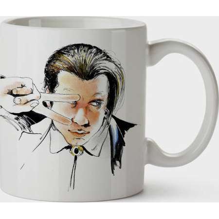 Pulp Fiction Mug Quentin Tarantino Taza movie lovers Uma Thurman John Travolta Ilustration Graphic design cult Cinema Indie thumb
