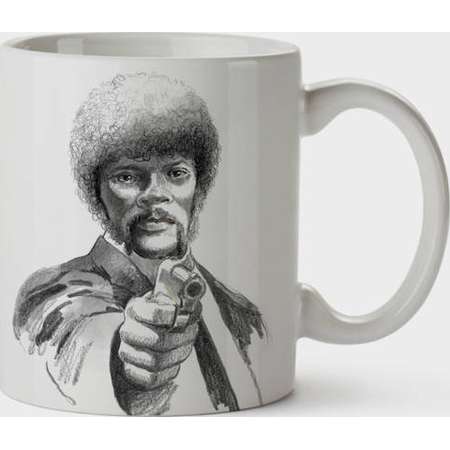 Pulp Fiction Mug Quentin Tarantino Taza movie lovers Uma Thurman John Travolta Ilustration Graphic design cult Cinema Indie thumb