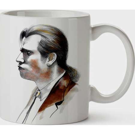 Pulp Fiction Mug Quentin Tarantino Taza movie lovers Uma Thurman John Travolta Ilustration Graphic design cult Cinema Indie thumb