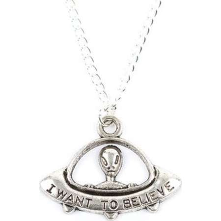 UFO Necklace | X-Files Inspired Necklace | Silver UFO I want to Believe Charm Necklace | Alien UFO Charm | X-Files Inspired Jewellery thumb