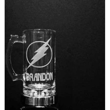 The Flash Mug - Personalized Flash Lightning Bolt Mug - DEEP ETCHED Glass Flash Beer Mug thumb