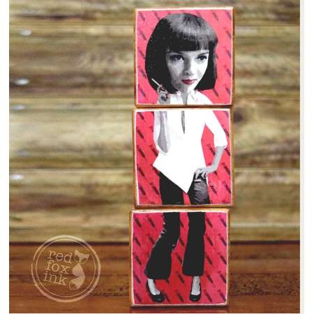 Pulp Fiction IconBlocks. Wood Block puzzle featuring Vincent Vega, Jules Winfield, Mrs + Mr Wallace, Butch Coolidge, Jimmie + Mr Wolfe thumb