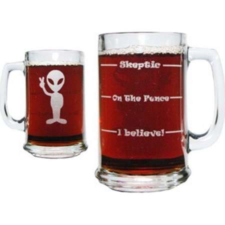 Alien Drink 'Till You Believe - Engraved Beer Mug - 15 oz - Permanently Etched 360 Degrees around Glass - Fun & Unique Gift! thumb