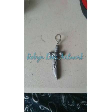 Handmade Polymer Clay Devil's Tongue Sword Costume Earring Replica of Ares God of War, Xena & Hercules. Leverback thumb