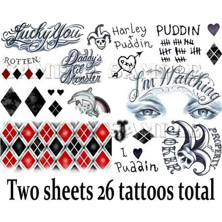Harley Quinn tattoos Suicide Squad temporary tattoos Harley Quinn costume tattoos Cosplay Halloween thumb