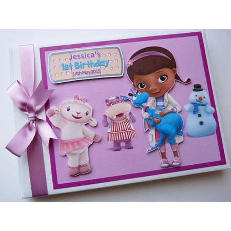 Doc McStuffins First Birthday Guest Book Personalised Memory Book '1st Birthday' - any design thumb
