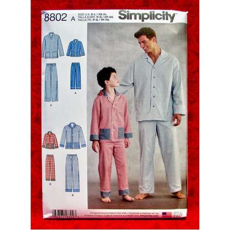 Simplicity Sewing Pattern 8802 Lounge Pants, Shirt, Pajamas, Men's & Boy's Sizes, Xs S M L XL, Casual Leisure Wear, DIY Winter Spring, UNCUT thumb