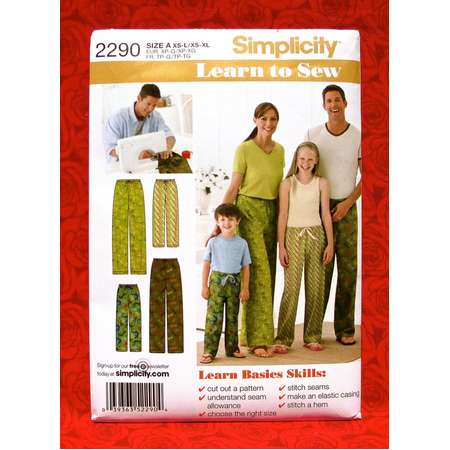 Simplicity Easy Sewing Pattern 2290, Pull-On Lounge Pants, Pajamas, Adult Teen Child Sizes Xs S M L XL, Casual Leisure Wear, DIY Gift, UNCUT thumb