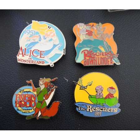 4 Magnets - Alice Robin Hood Rescuers and Down Under - from Disney pins thumb