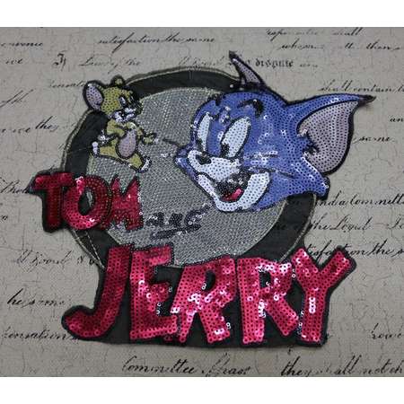 Tom and Jerry Sequins Applique Patch, Cartoon Sequined Letters Sew on Patches Supplies for T-Shirt/Coat/Bag DIY Clothing Decor Patch  #097 thumb