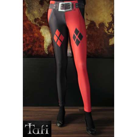 TAFI Harley Quinn Leggings - Suicide Squad Batman Dr Quinn Joker Costume or Yoga Pants DC Super Hero CosPlay Print thumb