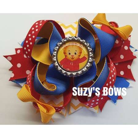 Daniel Tiger Inspired Boutique Hair bow thumb