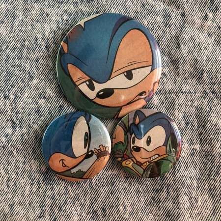 sonic the hedgehog | comic book pins | set of 3 | assorted sizes thumb