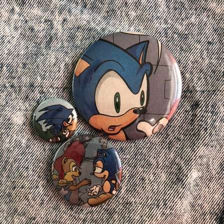 sonic the hedgehog | comic book pins | set of 3 | assorted sizes thumb