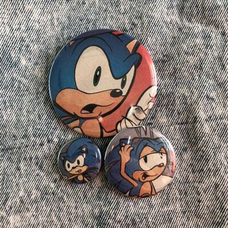 sonic the hedgehog | comic book pins | set of 3 | assorted sizes thumb