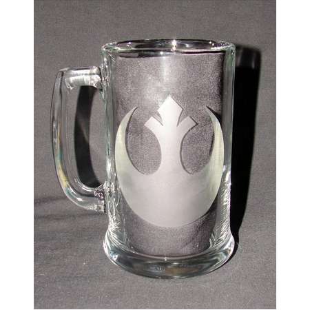 Star Wars Classic Rebel Alliance logo Hand Etched on your choice of Beer Mug or Pint Glass thumb