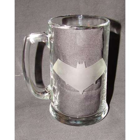 Robin Red Hood Batman Partner logo Hand Etched your pick Beer Mug or Pint Glass thumb