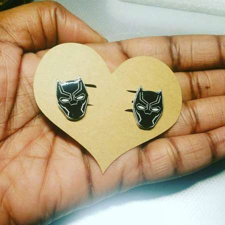 Black Panther Earrings. Black Panther Jewelry. Wakanda Forever. T'Challa. Colonizer. BP Earrings. BP Jewelry. Comicbook Earrings. thumb