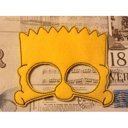 Bart inspired the simpsons mask ITH Project In the Hoop Embroidery Design Costume, Cosplay, Fancy dress, Photo booth, Prop thumb