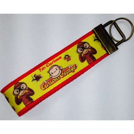 Curious George Monkey Grosgrain Ribbon Wristlet KeyFob, Luggage/Backpack Tag, Teacher Badge/Whistle Holder, Souvenir,Birthday Party Prize thumb