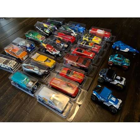 Lot of loose vintage and newer HotWheels and Matchbox cars thumb