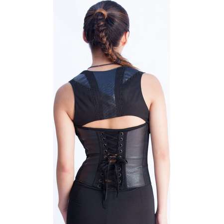 VENOM BUSTIER - Black Industrial Underbust Corset Goth Burning Man Harness Bustier Laceup Vegan Leather Steel Bone Studs Festival Steampunk thumb