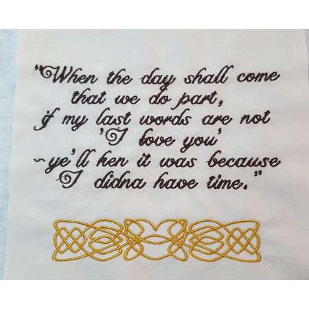 Embroidered Quilt Squares James Fraser Sayings from Outlander Books thumb