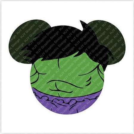 Disney, Marvel, The Incredible Hulk, Super Hero, Icon Mickey Mouse Head, Ears, Digital, Download, TShirt, Cut File, SVG, Iron on, Transfer thumb