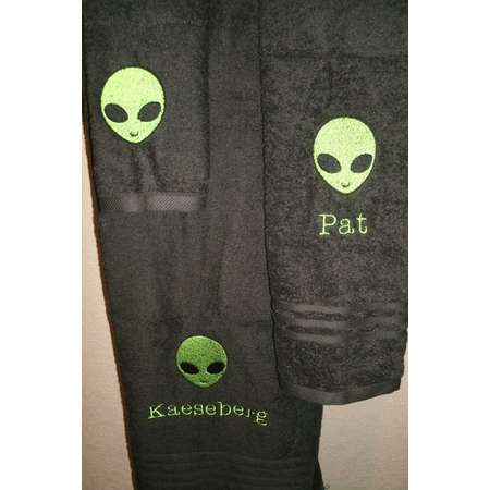 Alien Face Inspired Personalized Bath, Hand Towel & washcloth Personalized Towel Set thumb