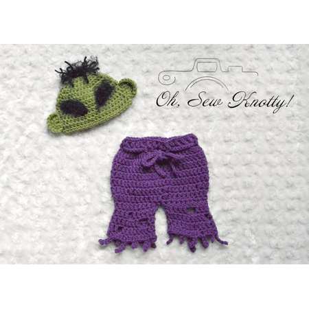 NEW! Handmade Crochet Marvel Superheroes baby Incredible Hulk-inspired costume thumb