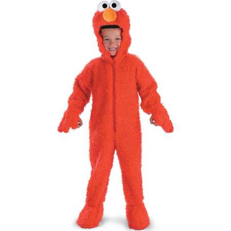 Sesame Street Toddler Boys Plush Red Elmo Costume Faux Fur Hooded Jumpsuit 2T thumb