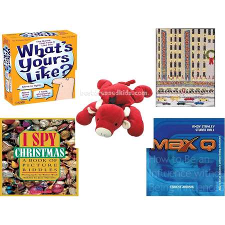 Children's Gift Bundle [5 Piece] -  What's Yours Like? - The  That Tells it Like it Is - Radio City   - Ty Pillow Pal Red The Bull 15" - I Spy Christmas: A Book of Picture Riddles  - Max Q Student J thumb