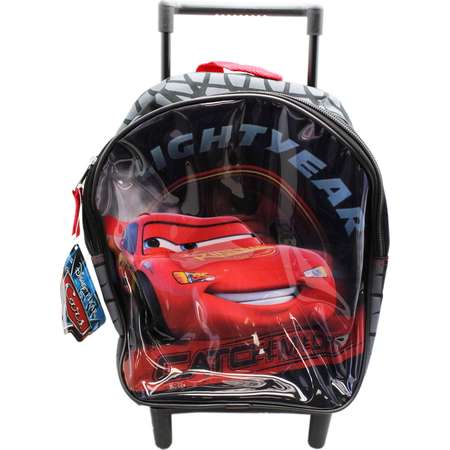 Disney 's Cars Lightning McQueen Goodyear Black Rolling Backpack (12in) thumb