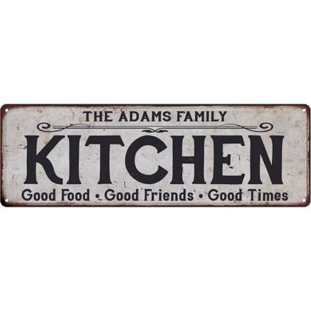 THE ADAMS FAMILY KITCHEN Personalized Chic Metal Sign 6x18 106180039040 thumb