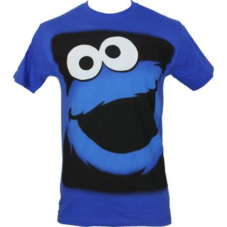 Sesame Street Mens T-Shirt - Cookie Monster Face in Black Box thumb