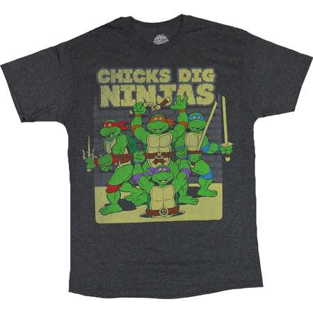 Teenage Mutant Ninja Turtles Mens T-Shirt - Chicks Dig Ninjas Block Image thumb