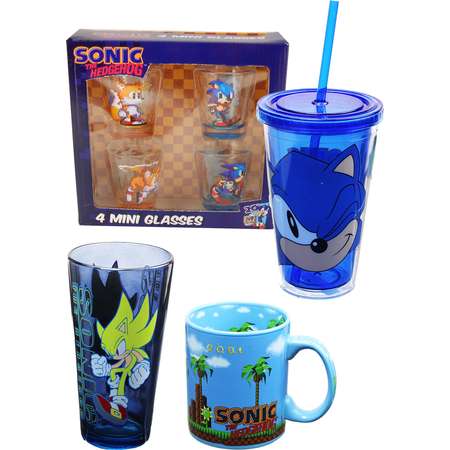 Sonic the Hedgehog Drinkware Bundle, Shot Glasses, Mug, Pint Glass, More thumb